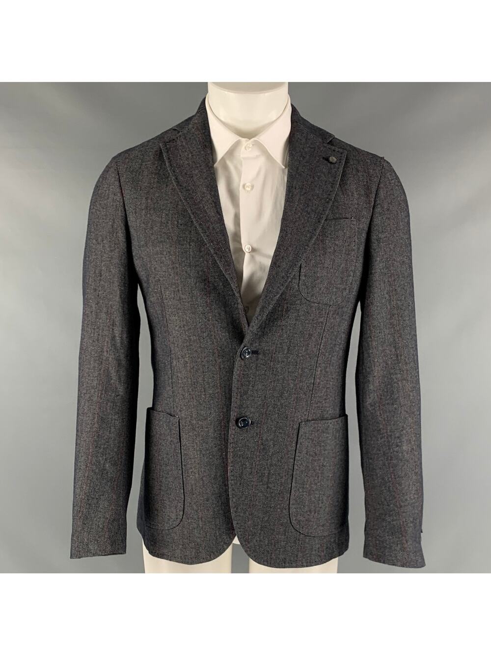 LABORATORI ITALIANI Size 38 Navy White & Red Pinstripe Sport Coat